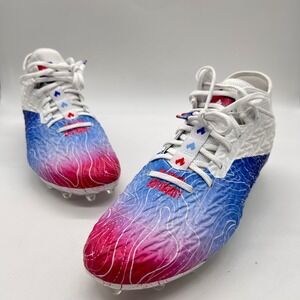 New Under Armour Football Cleat Men 11 Red White Blue Spotlight Clone 4 MC Texas